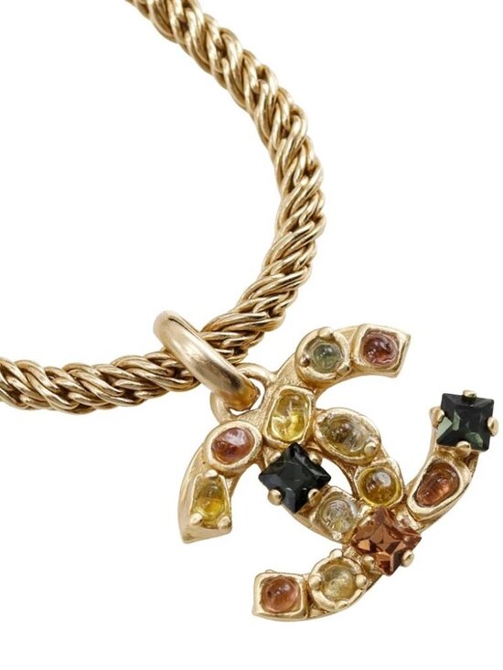 CHANEL Jewelry - CHANEL Gripoa Necklace COCO Mark Plated Gold/Rhinestone 31g Women